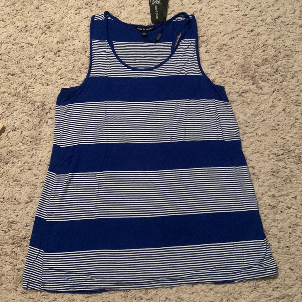 Blue and white striped tank top